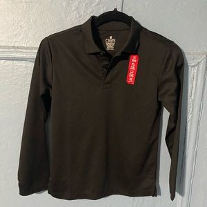Boys Chaps Black Long Sleeve Polo